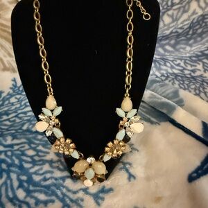 J. Crew Gold and Cream Floral Necklace